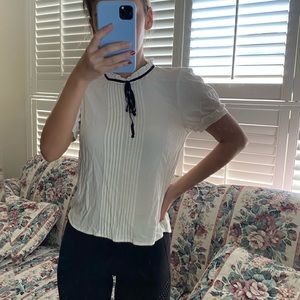 Forever 21 cream high neck top with black bow